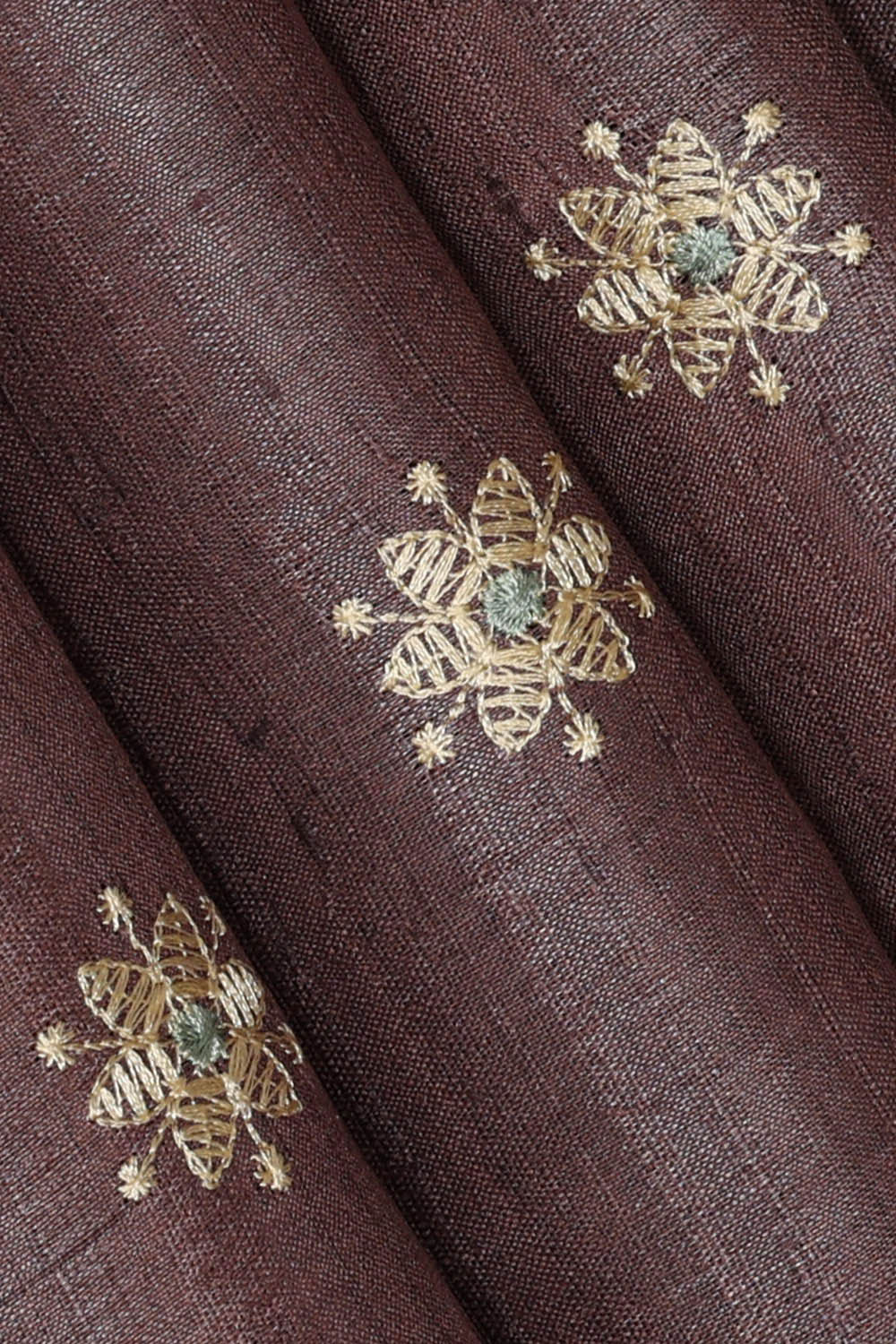 Image of Tussar Silk Brown Embroidered Saree